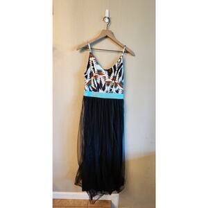 Rowdy Crowd Clothing Aztek Cowgirl Tulle Maxi Dress SZ Small Southwestern